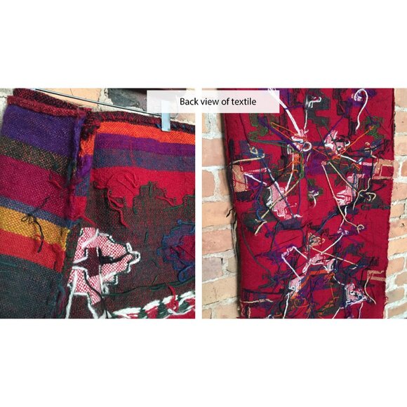 Vintage Hand Loomed Wool Textile / Floor Mat - Picture 5 of 5